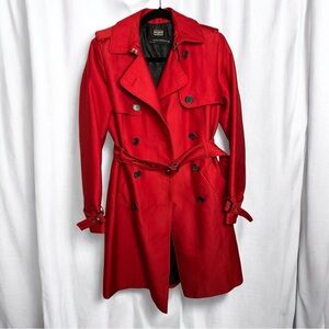 Zara Red Trench Coat, Sz Small